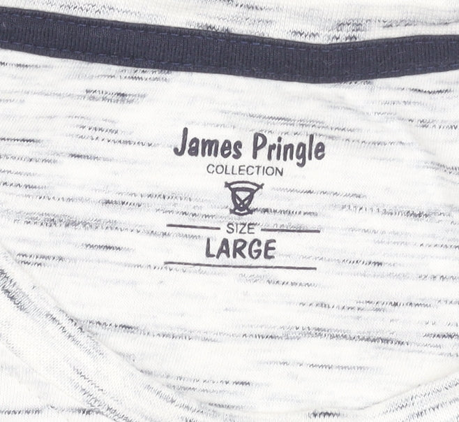 James Pringle Men's White Large Crew Neck Cotton T-Shirt