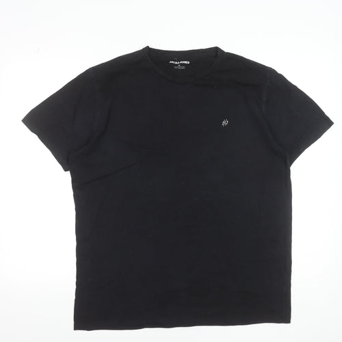Jack & Jones Mens Black XL Crew Neck Cotton T-Shirt
