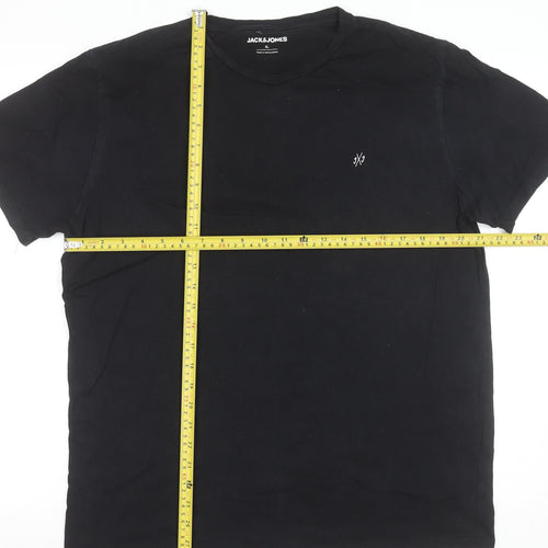 Jack & Jones Mens Black XL Crew Neck Cotton T-Shirt