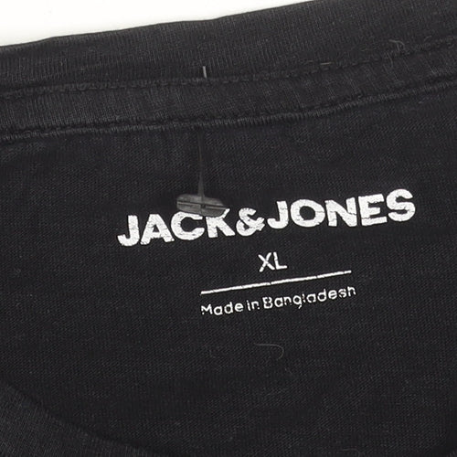 Jack & Jones Mens Black XL Crew Neck Cotton T-Shirt