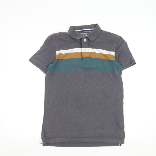 FatFace Men's Grey Striped Cotton Polo Shirt Size XS