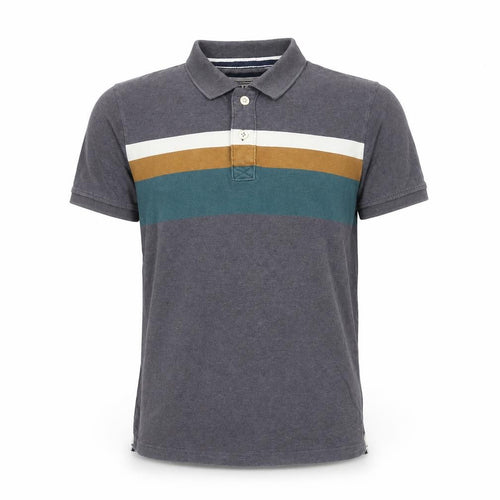FatFace Men's Grey Striped Cotton Polo Shirt Size XS