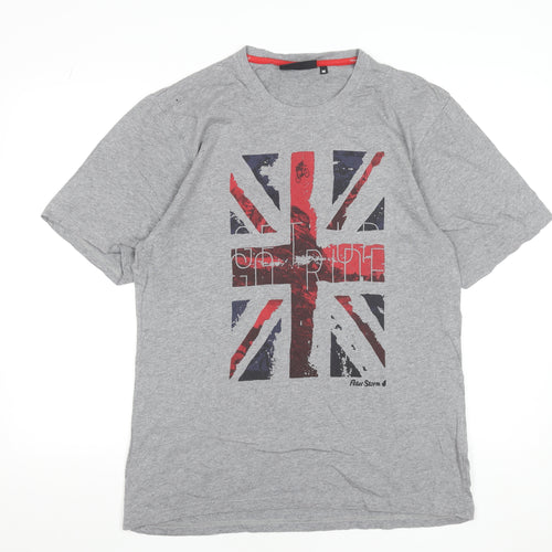 Peter Storm Men’s Grey Union Jack Graphic Cotton T-Shirt Size M