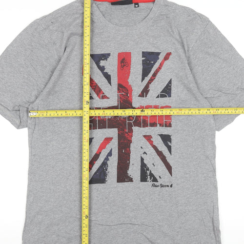 Peter Storm Men’s Grey Union Jack Graphic Cotton T-Shirt Size M