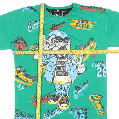 L.chicco Boys Green Hip Hop Graphic Print Cotton T-Shirt 12 Years