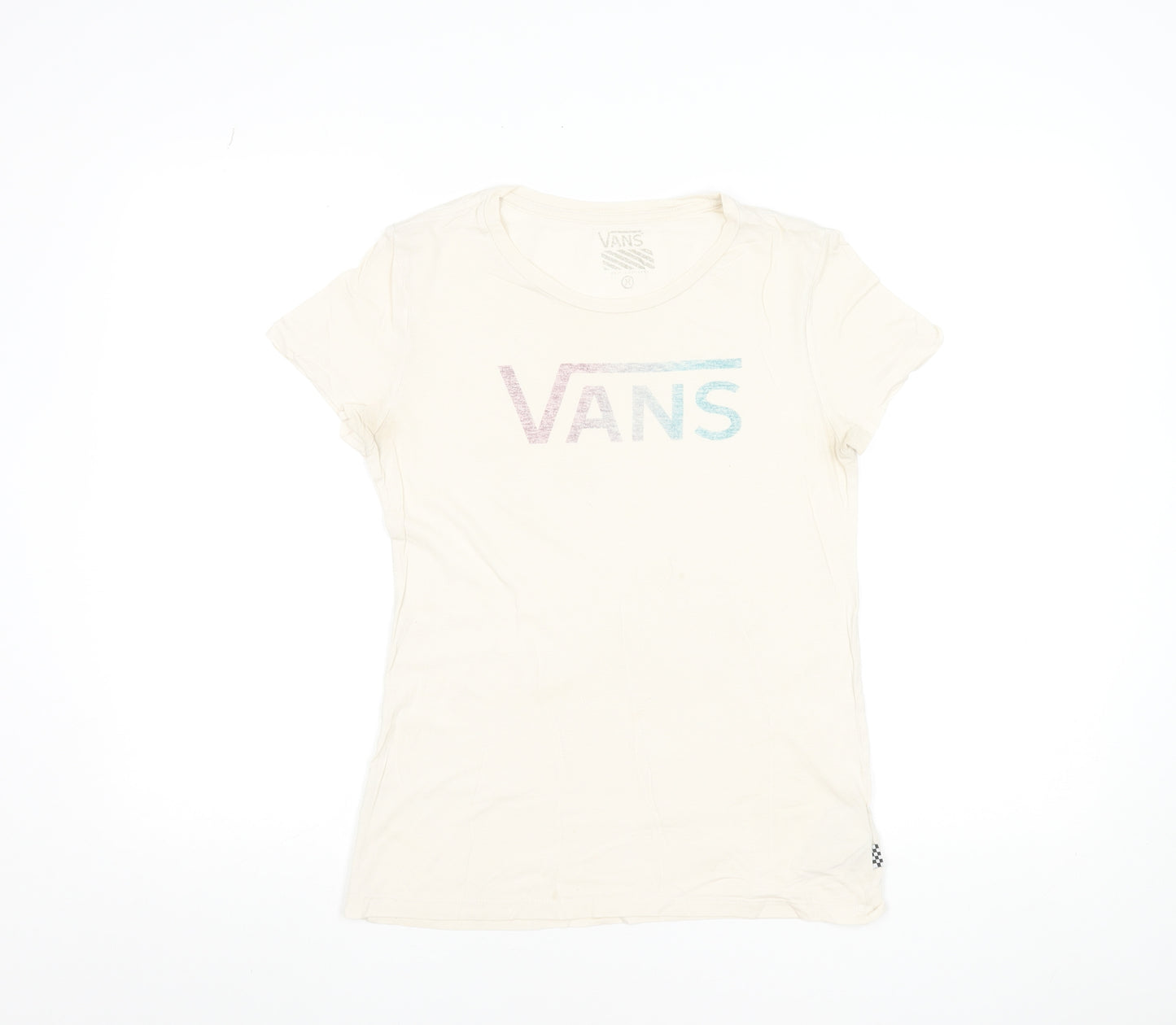 Vans Womens Ivory Short Sleeve Basic Cotton T-Shirt Size M