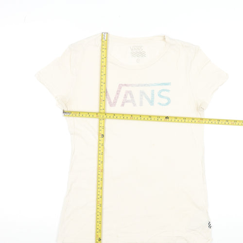Vans Womens Ivory Short Sleeve Basic Cotton T-Shirt Size M