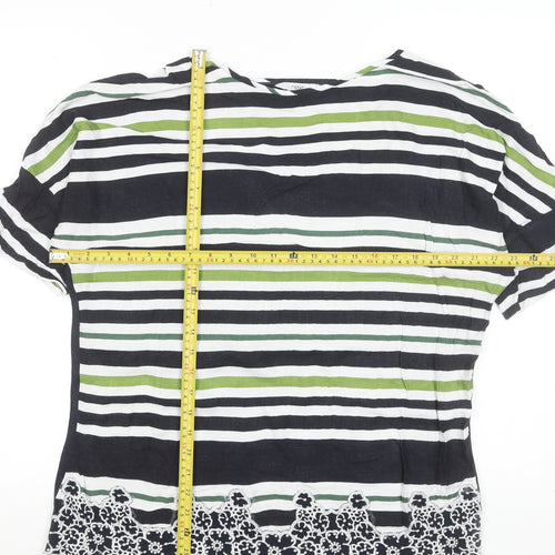 Next Women’s Multicoloured Striped Lace Hem Short Sleeve Blouse Size 14