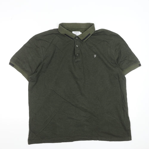 Farah Men's Green 2XL Cotton Modern Fit Polo Shirt