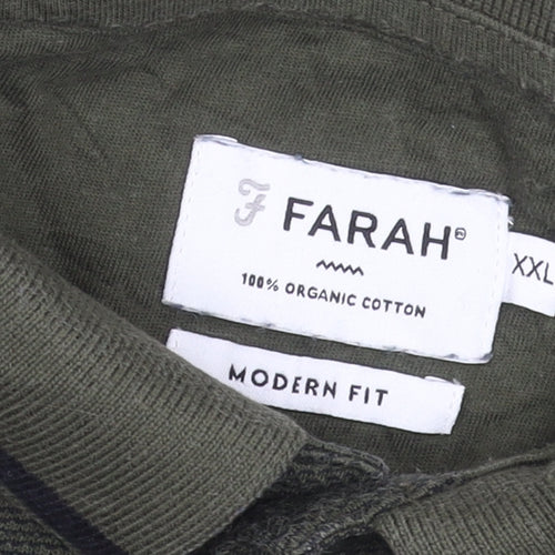 Farah Men's Green 2XL Cotton Modern Fit Polo Shirt