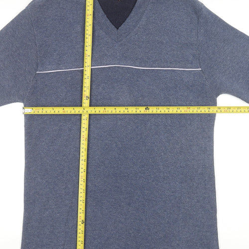 Whispering Smith Men's Blue V-Neck Short Sleeve Knit T-Shirt Size L