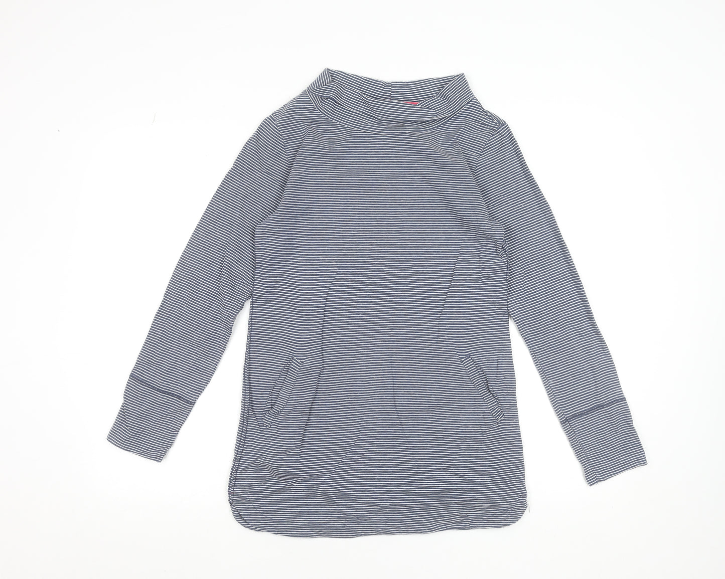 White Stuff Womens Blue Striped Long Sleeve Cotton T-Shirt UK 8