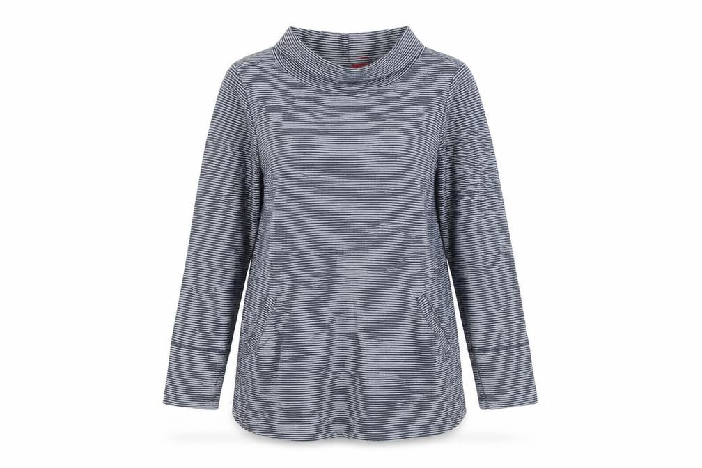 White Stuff Womens Blue Striped Long Sleeve Cotton T-Shirt UK 8