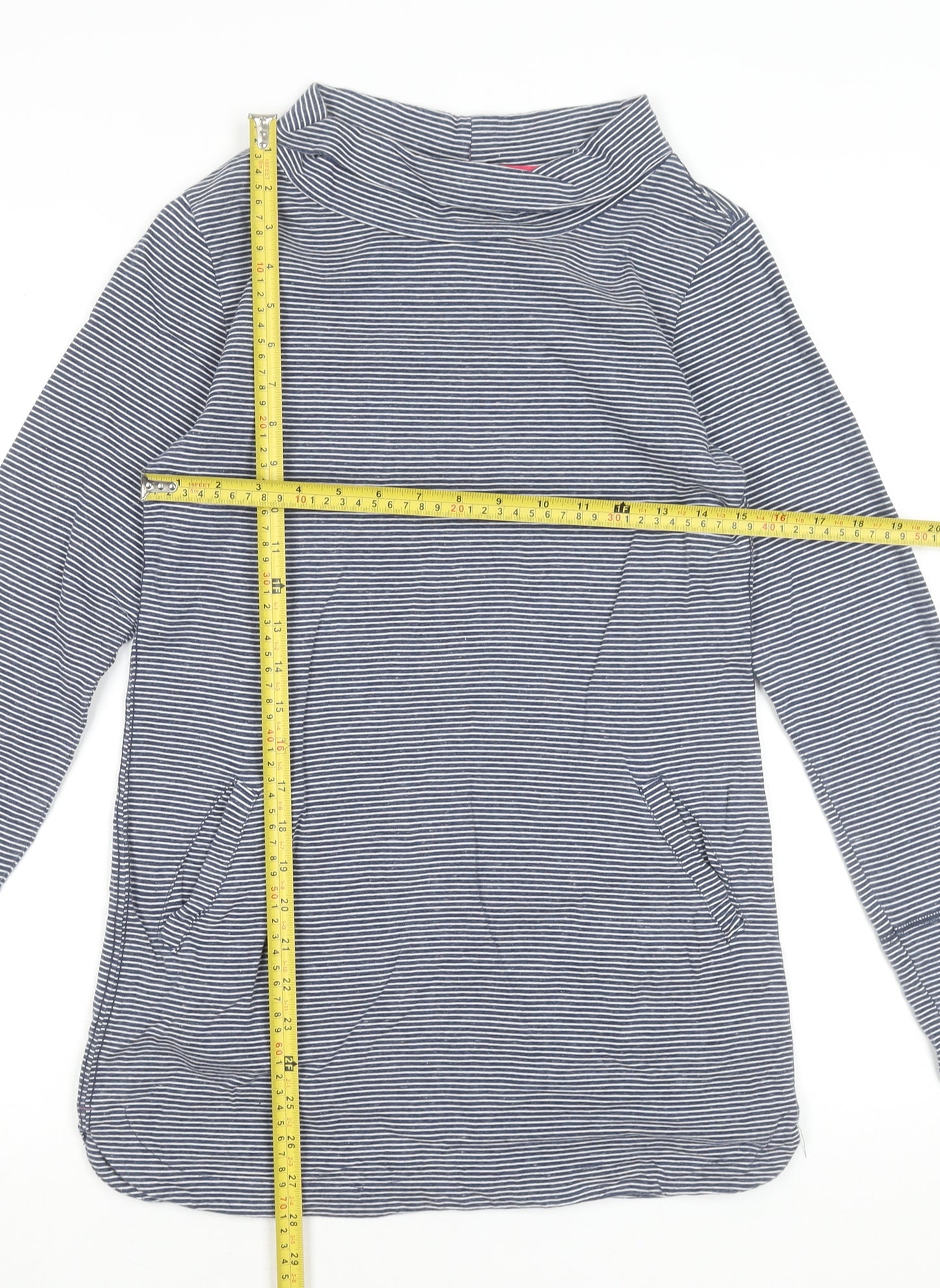 White Stuff Womens Blue Striped Long Sleeve Cotton T-Shirt UK 8