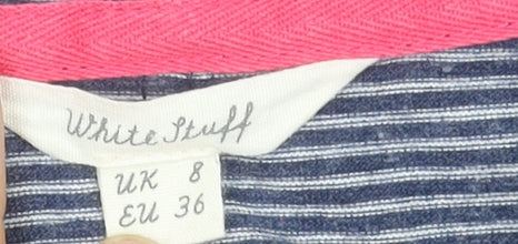 White Stuff Womens Blue Striped Long Sleeve Cotton T-Shirt UK 8
