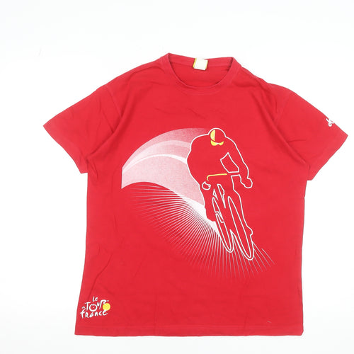 Le Tour de France Men's Red Cotton Cycling Graphic T-Shirt Size S