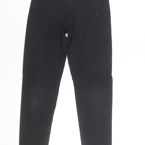 adidas Girls Black Ankle Leggings Size 10 Years Stretch Cotton Blend