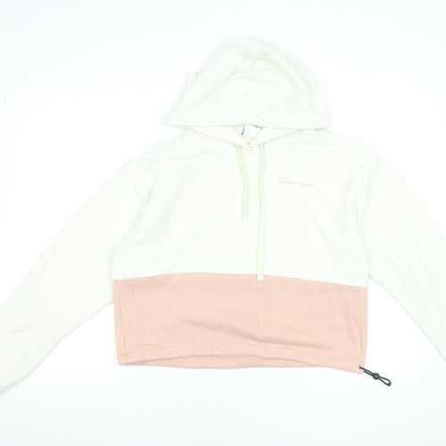 Champion Women's Beige & Pink Pullover Hoodie Size M Colourblock