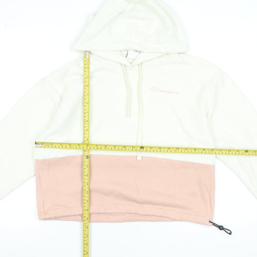 Champion Women's Beige & Pink Pullover Hoodie Size M Colourblock