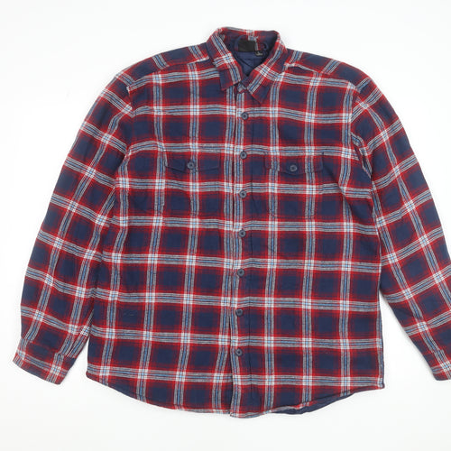 Watsons Men's Blue Red Check Flannel Lined Cotton Shirt Size L