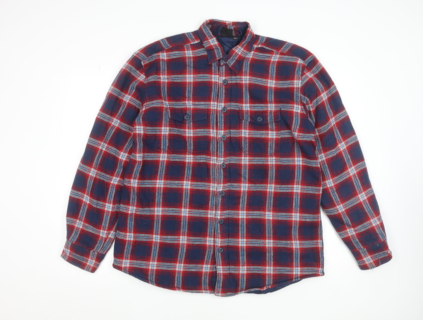 Watsons Men's Blue Red Check Flannel Lined Cotton Shirt Size L