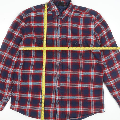 Watsons Men's Blue Red Check Flannel Lined Cotton Shirt Size L