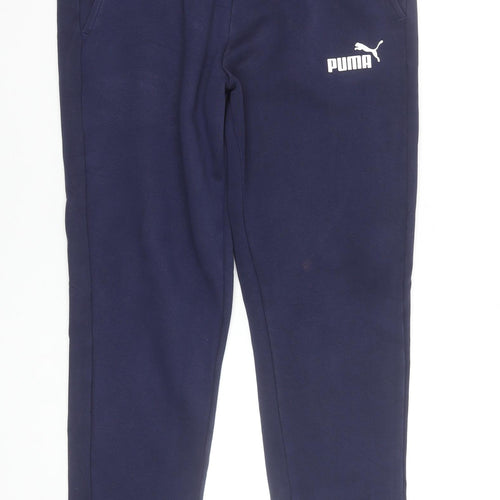 Puma Men's Blue Joggers M Fleece Sweatpants Elastic Waist