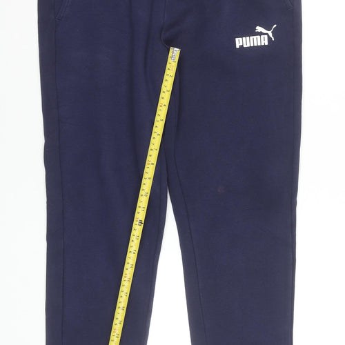 Puma Men's Blue Joggers M Fleece Sweatpants Elastic Waist