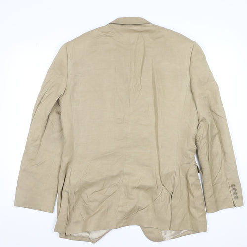 Marks and Spencer Men's Beige 40 Chest Silk Linen Blazer Jacket