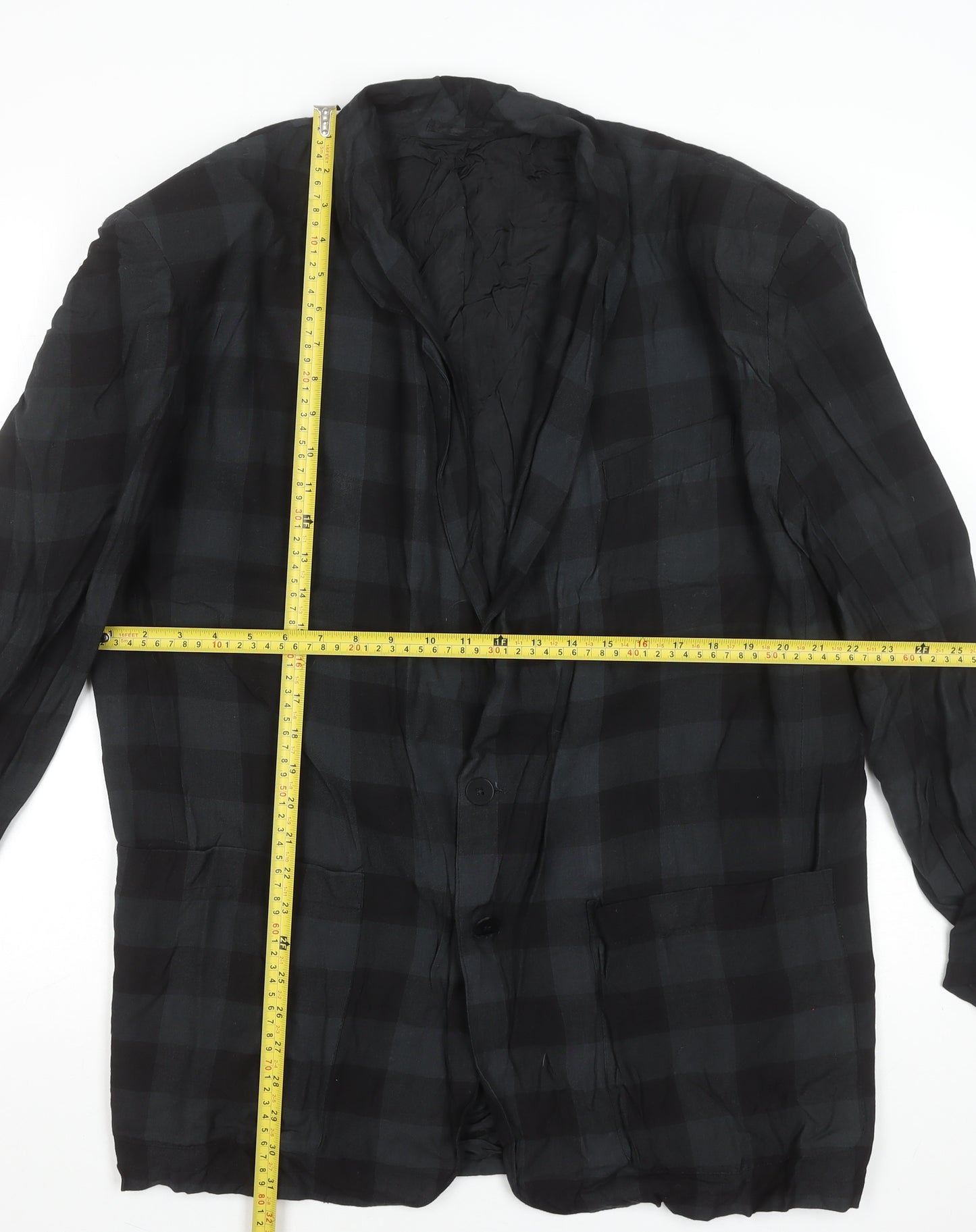 French Connection Men’s Grey Check Blazer L Regular Fit Cotton Jacket