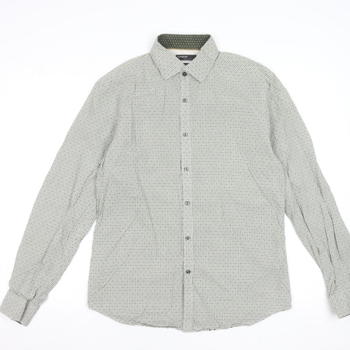 Marks and Spencer Men's Green Check Cotton Dress Shirt Medium