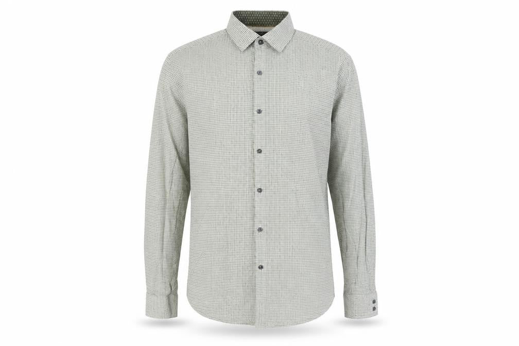 Marks and Spencer Men's Green Check Cotton Dress Shirt Medium