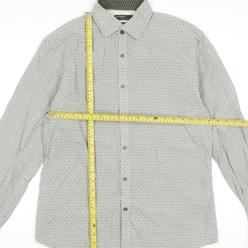 Marks and Spencer Men's Green Check Cotton Dress Shirt Medium
