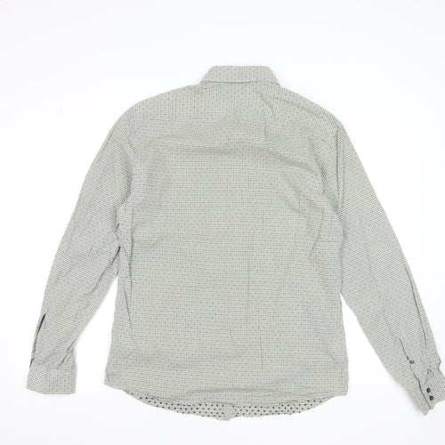 Marks and Spencer Men's Green Check Cotton Dress Shirt Medium