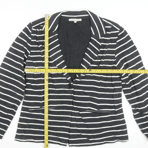 Laura Ashley Women’s Black White Striped Cotton Blazer UK 14