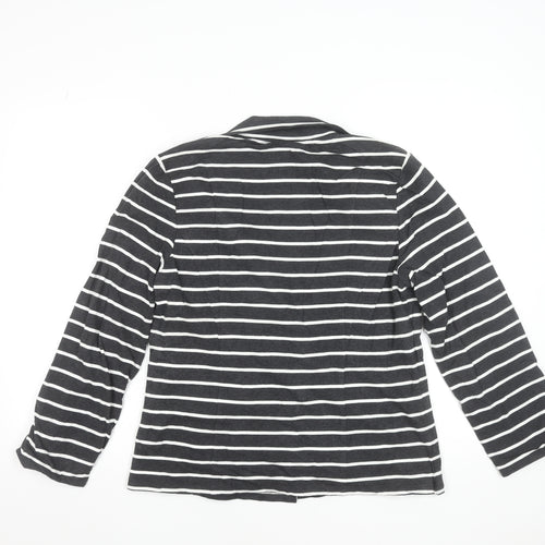Laura Ashley Women’s Black White Striped Cotton Blazer UK 14