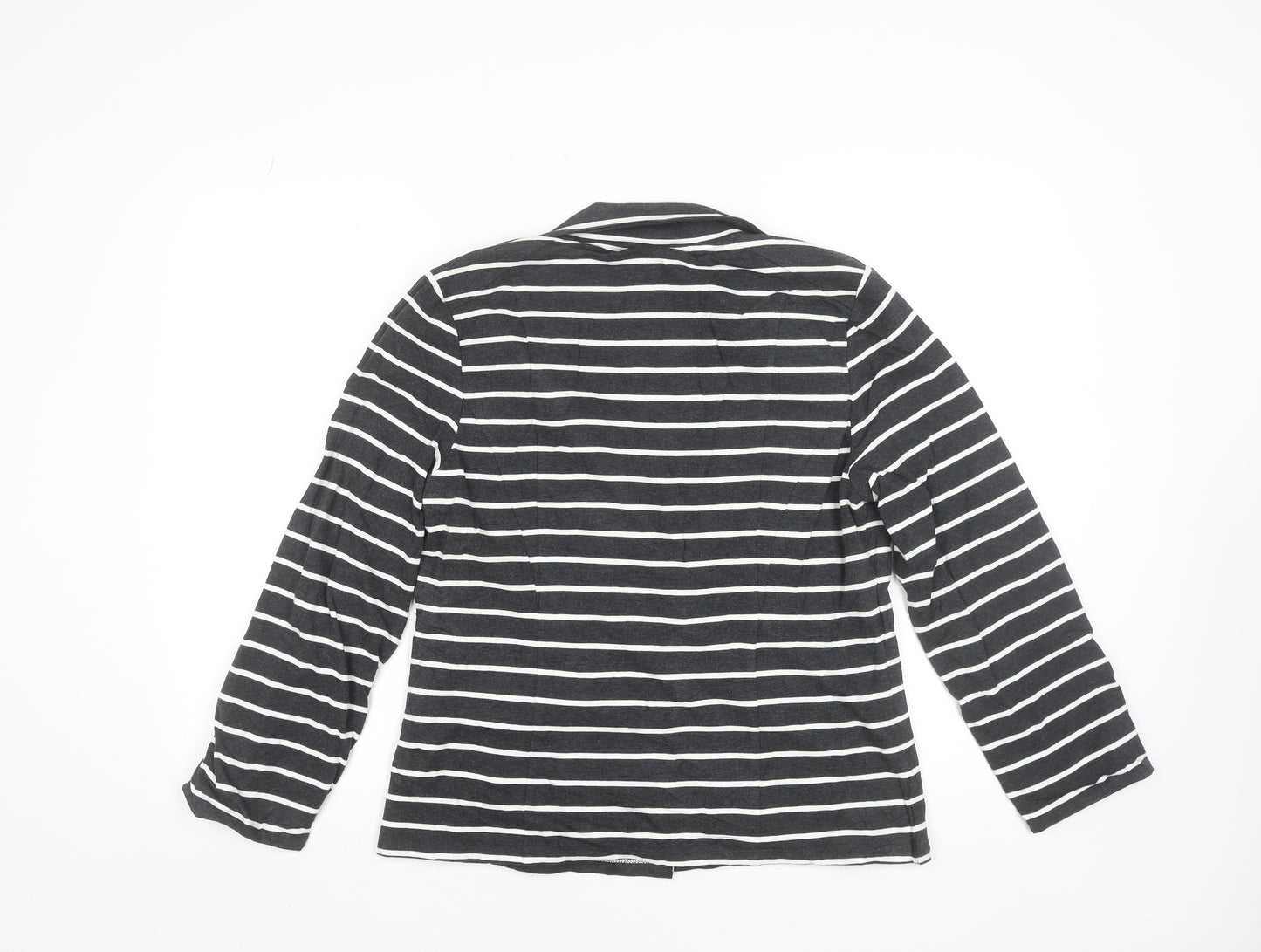 Laura Ashley Women’s Black White Striped Cotton Blazer UK 14