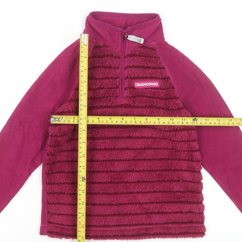 Craghoppers Girls Pink Fleece 1/2 Zip Pullover Sweatshirt Age 5-6