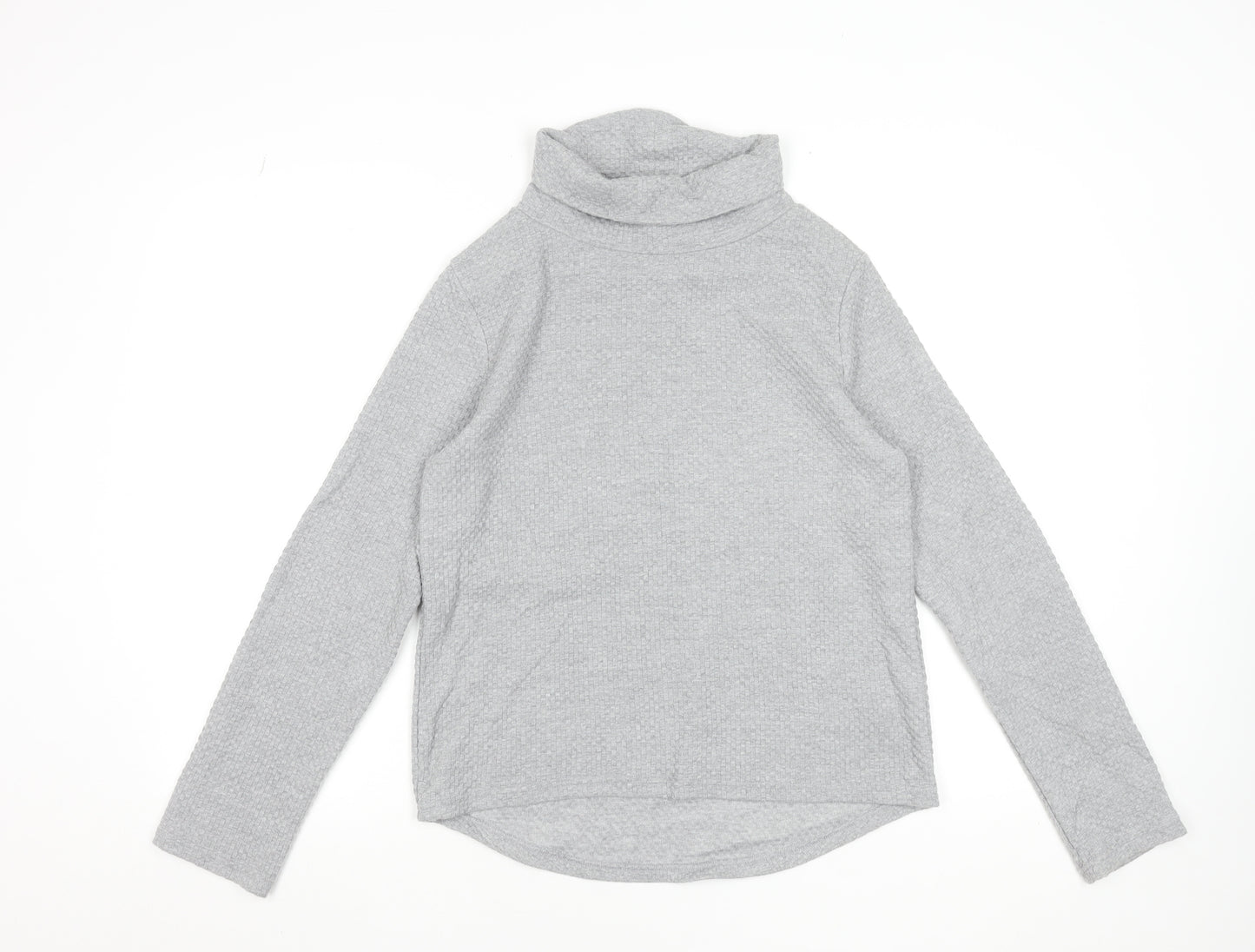 Souluxe Women’s Grey Roll Neck Long Sleeve Basic Top Size S