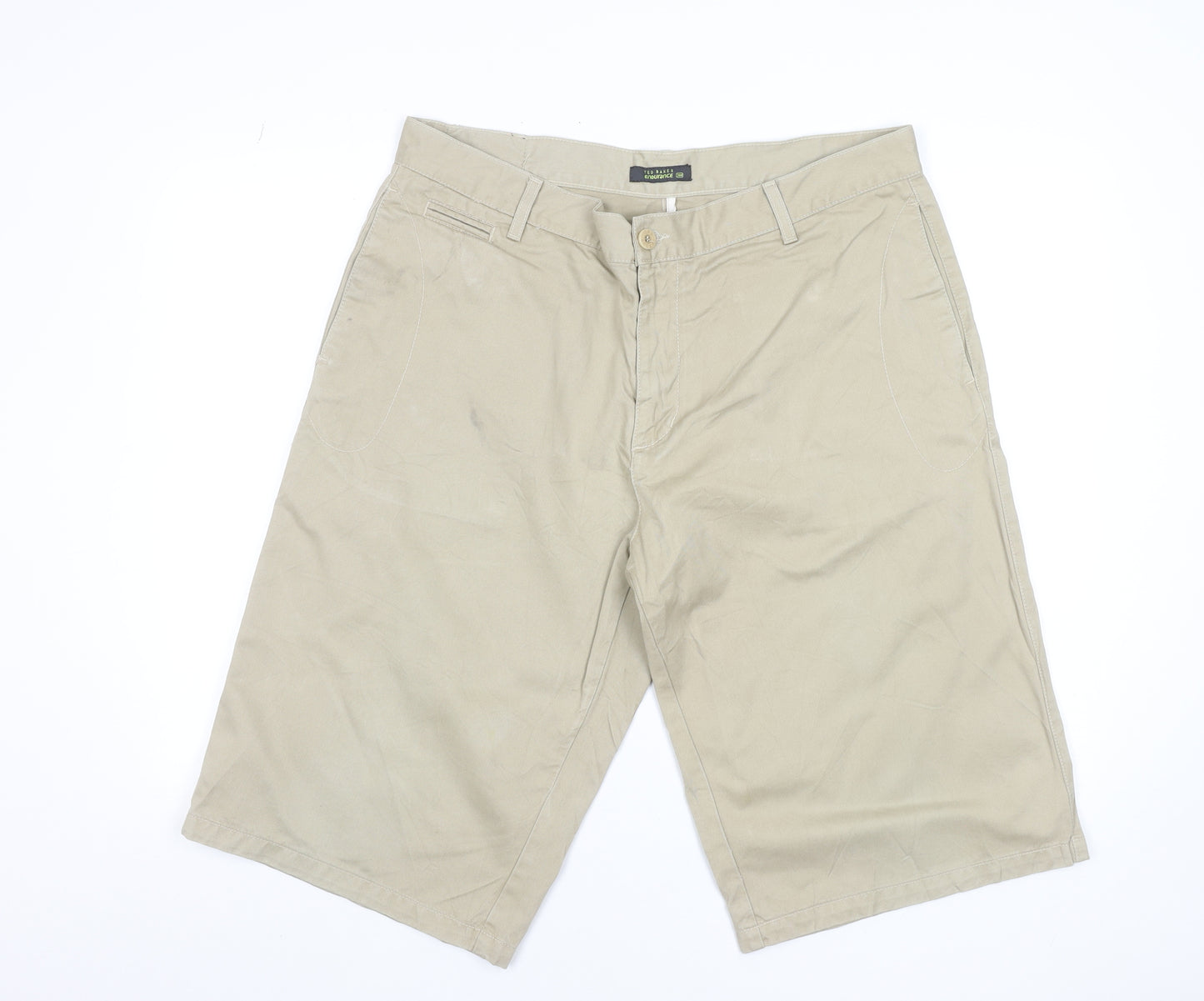 Ted Baker Men Beige Chino Shorts Size L 40in Cotton Casual Summer