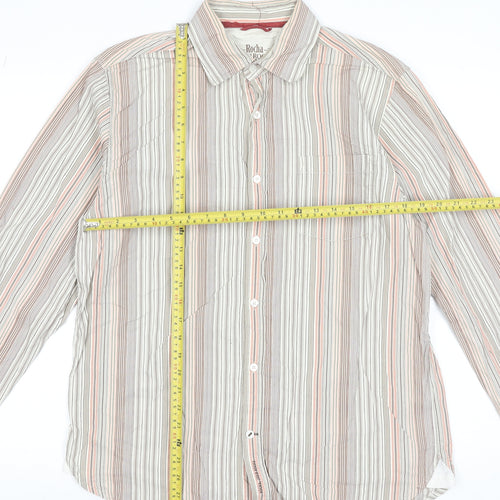 John Rocha Men's Multicoloured Striped Cotton Long Sleeve Shirt M