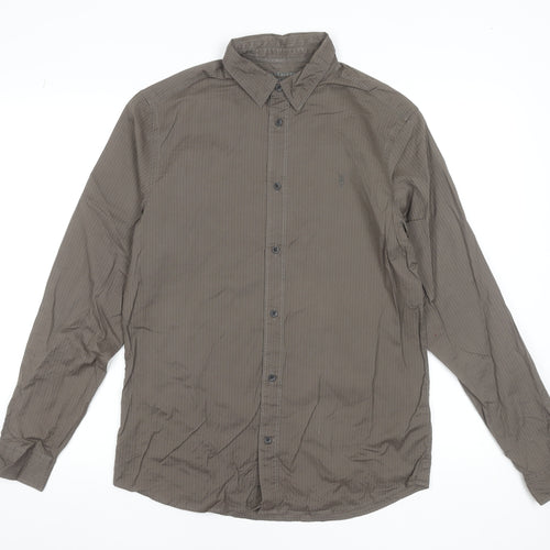 AllSaints Men's Brown Slim Fit Long Sleeve Button-Up Shirt Size S