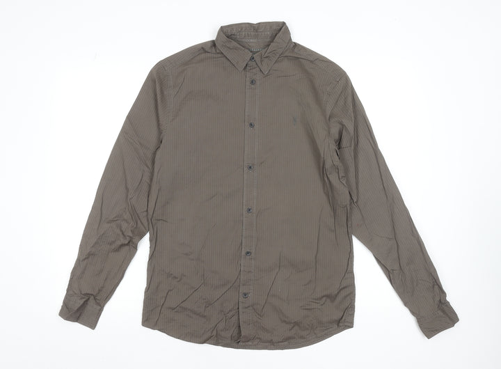 AllSaints Men's Brown Slim Fit Long Sleeve Button-Up Shirt Size S