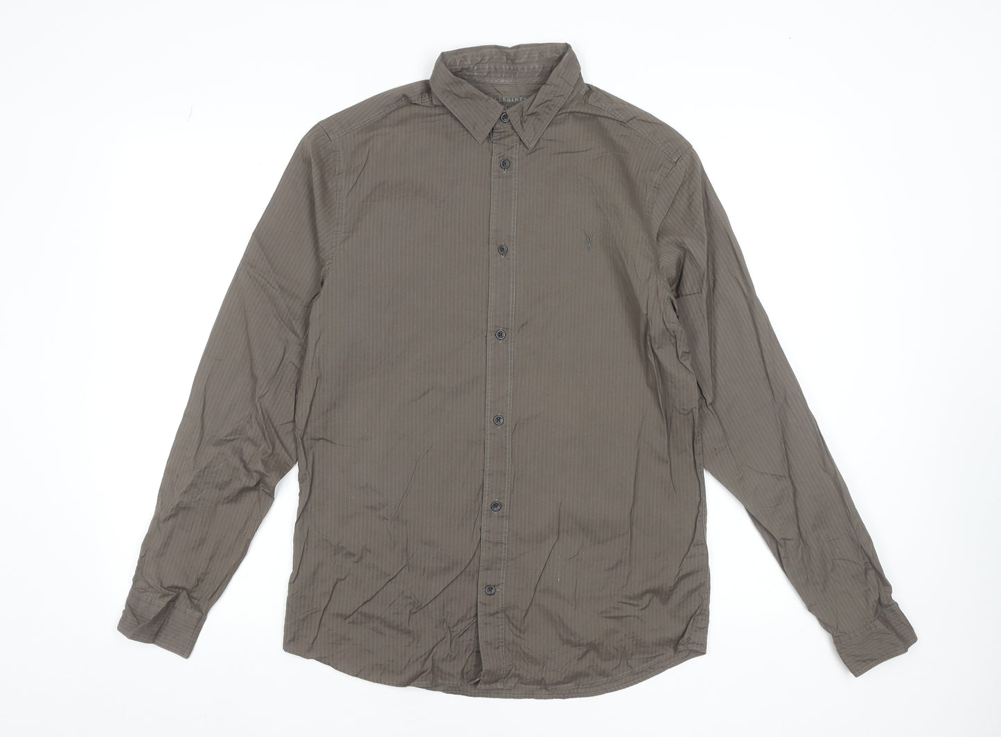AllSaints Men's Brown Slim Fit Long Sleeve Button-Up Shirt Size S