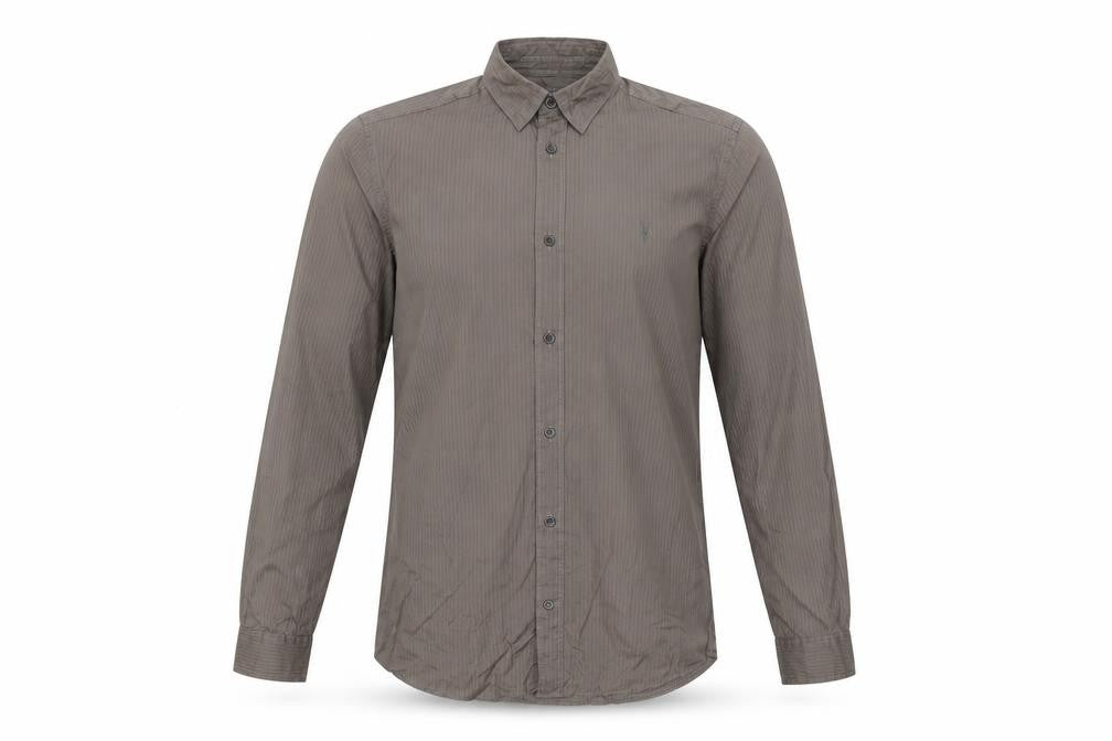 AllSaints Men's Brown Slim Fit Long Sleeve Button-Up Shirt Size S