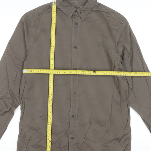 AllSaints Men's Brown Slim Fit Long Sleeve Button-Up Shirt Size S