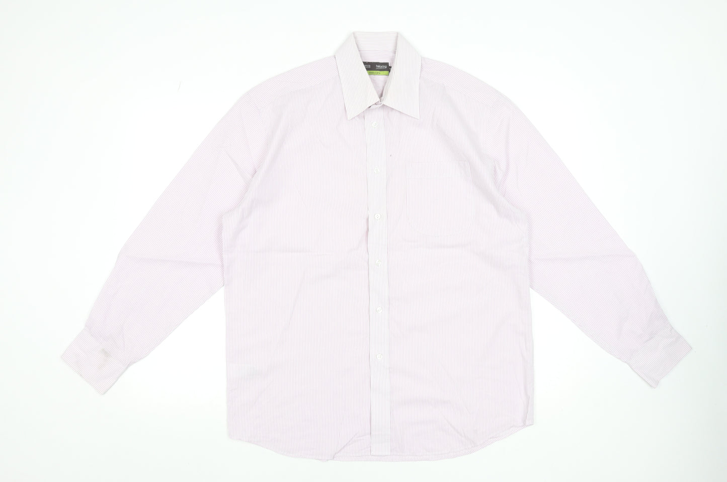 Marks and Spencer Men's Pink Striped Long Sleeve Dress Shirt 15.5in Collar