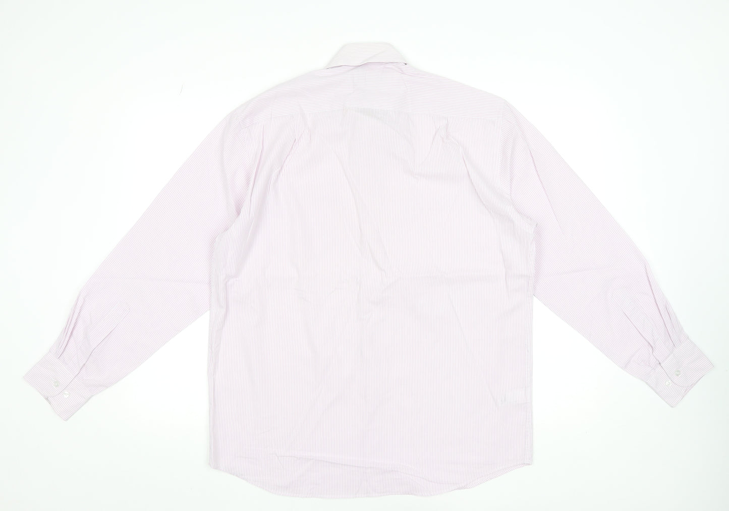 Marks and Spencer Men's Pink Striped Long Sleeve Dress Shirt 15.5in Collar