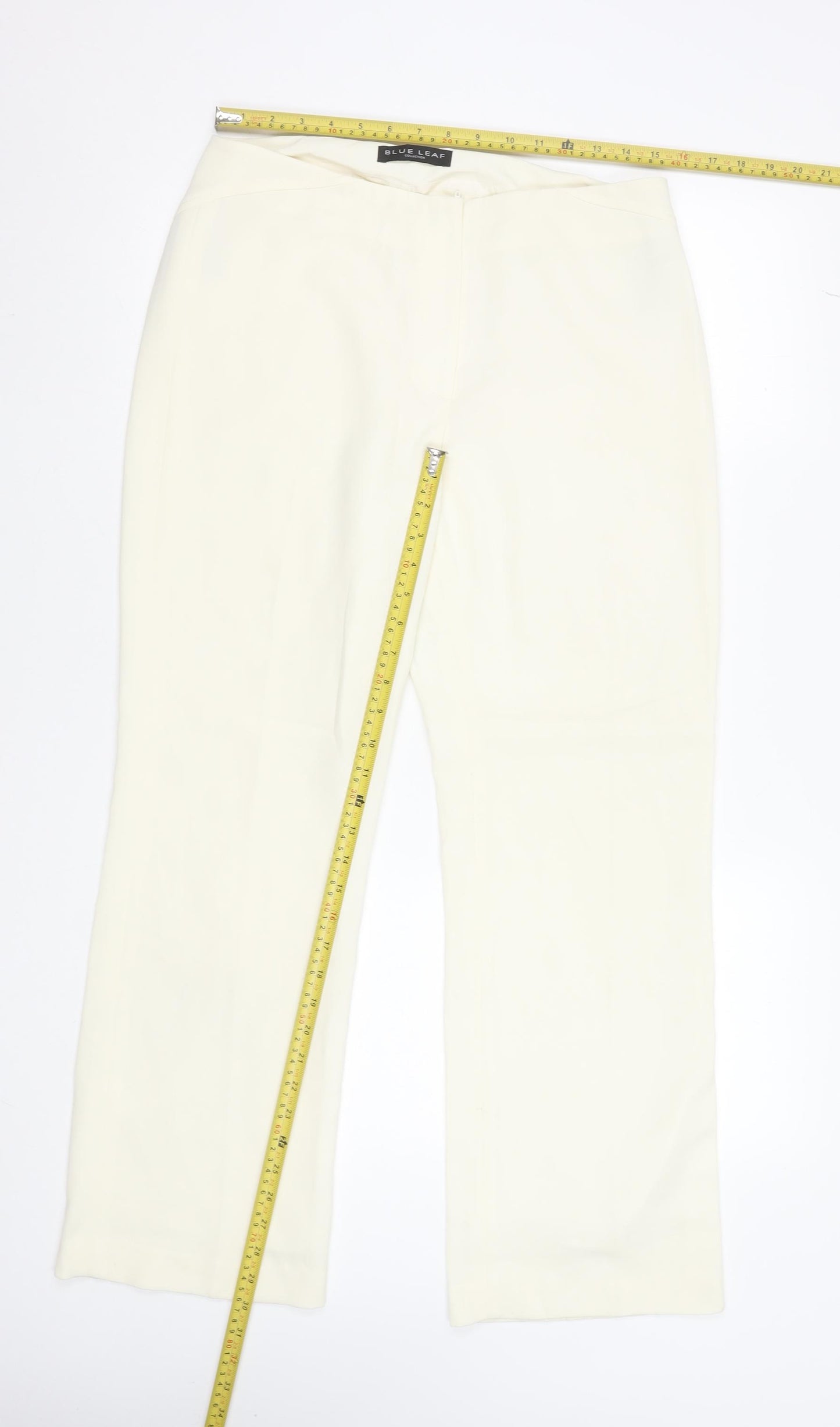 Blue Leaf Women Ivory Polyester Dress Pants Size 14