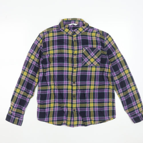Marks and Spencer Girls Multicoloured Plaid Cotton Flannel Shirt 13 Years
